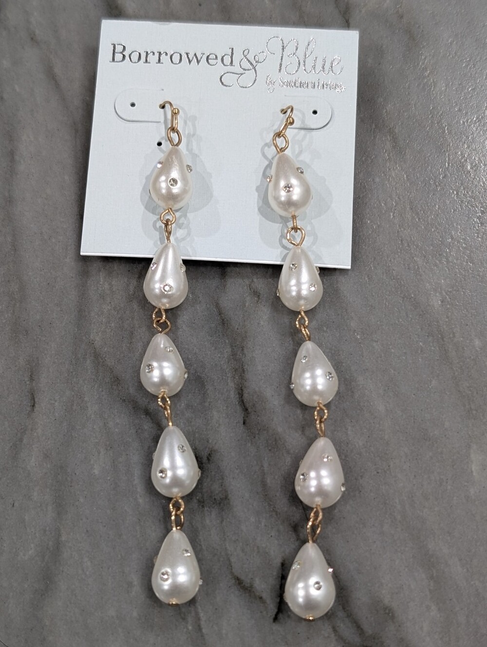 NWT Borrowed & Blue By Southern Living Pearl Teardrop Dangle Earrings